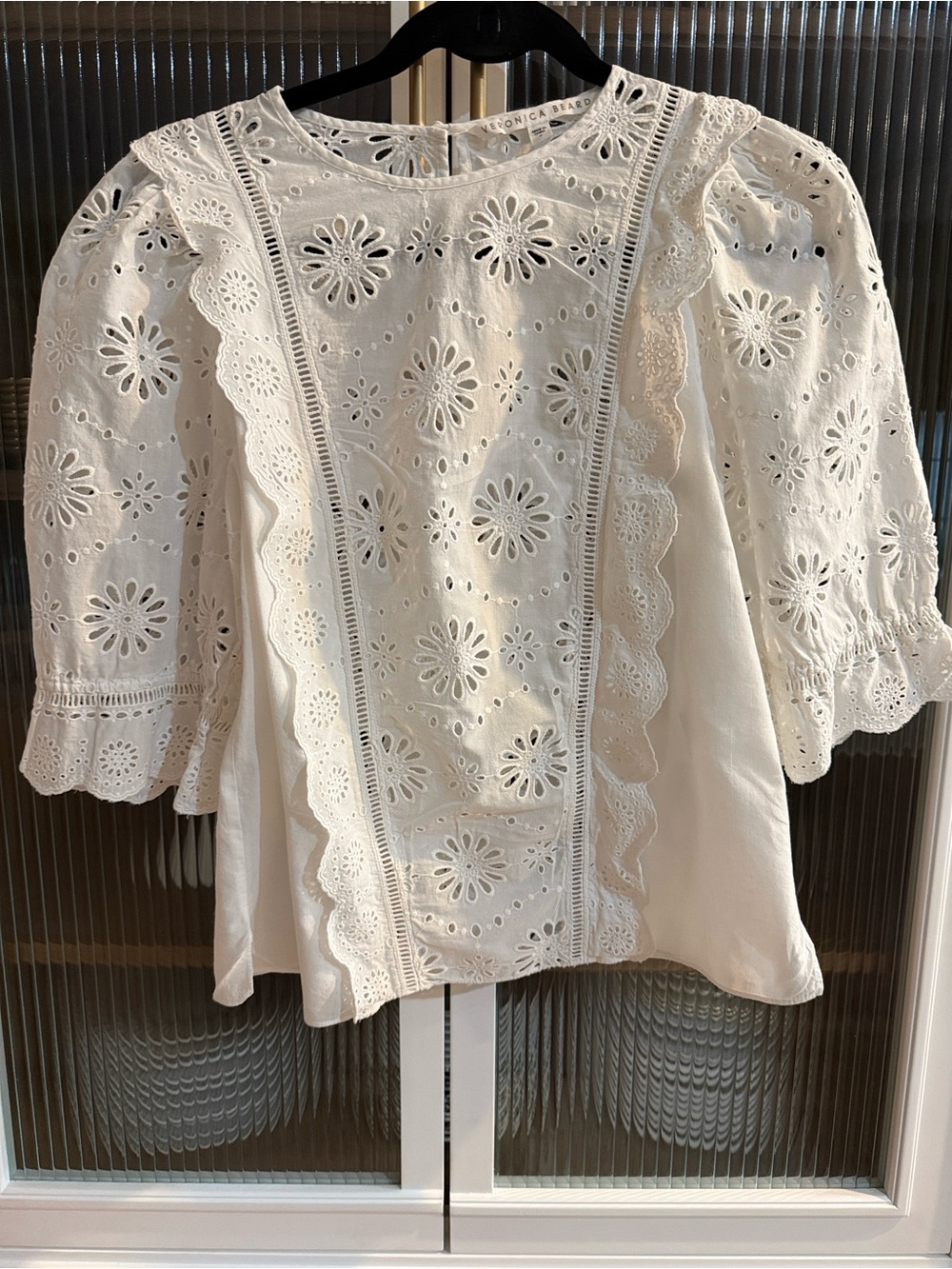 Veronica Beard Gale Blouse White Eyelet Lace - Picture 4 of 8